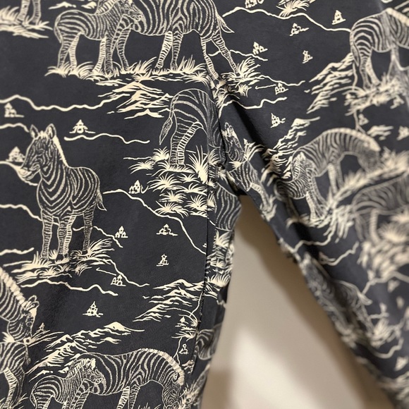 Vintage 100% Silk Zebra Novelty Print Navy Pull On Pants from Ann May Sz 10 - Picture 7 of 12